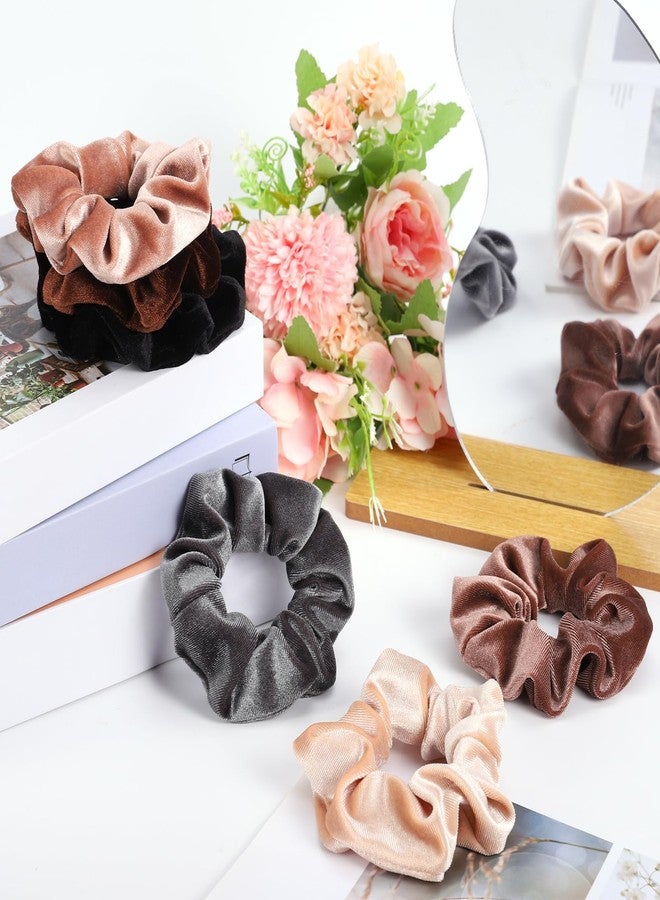 Whaline 12 Pack Hair Scrunchies Velvet Scrunchy Elastic Hair Bands for Women Hair Accessories (6 Coco Colors) - Image 4